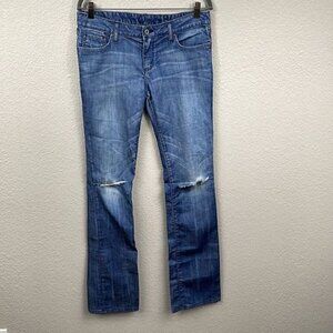 Chip & Pepper Pamela Straight Leg Jeans Blue Knee Rips Distressed Sz 30